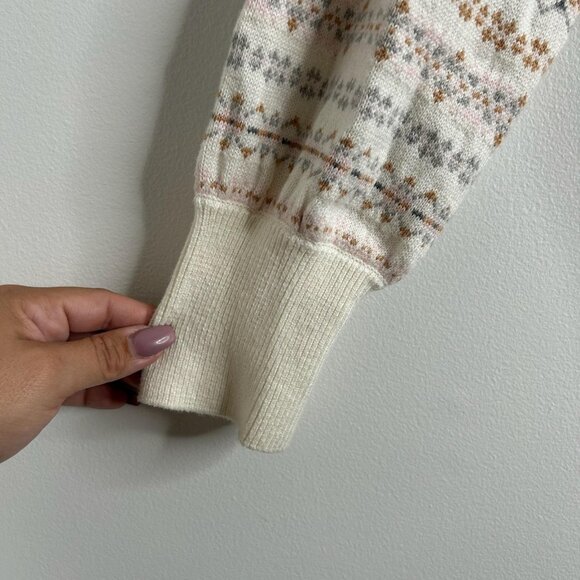 Janie and Jack Sweater Girls 12 Ivory Fair Isle Turtleneck Pullover Knit Winter - Picture 3 of 9